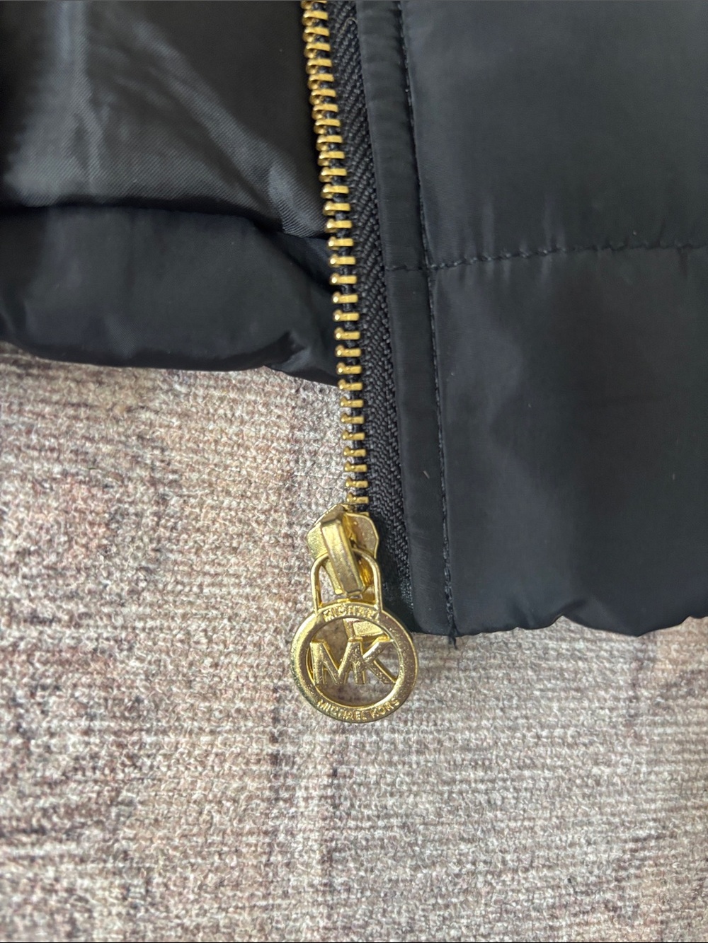 Michael Kors Black Quilted Puffer Vest with Gold Zipper - Picture 3 of 3